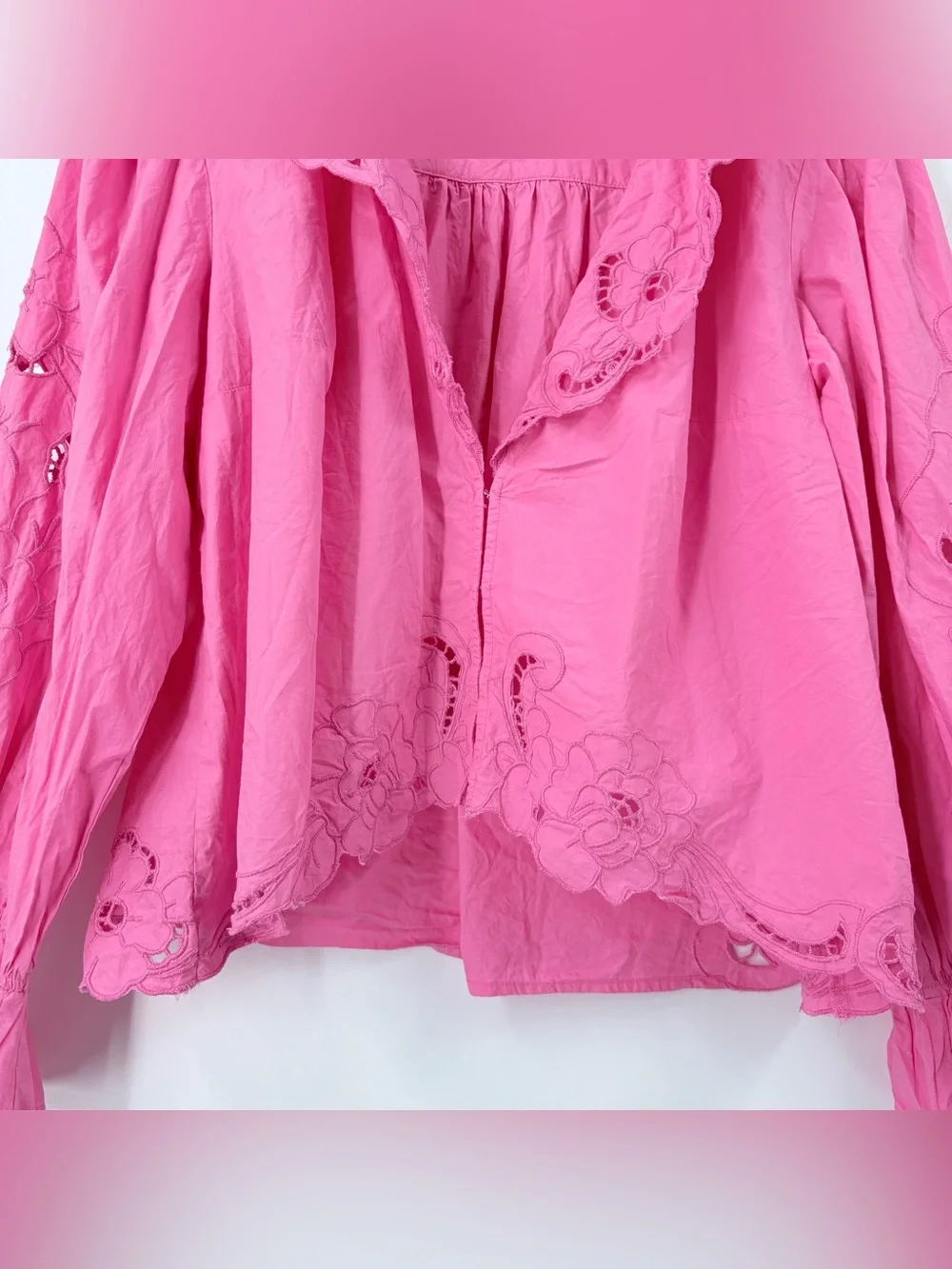 Free People Bubblegum Pink Maisie Cutwork Top